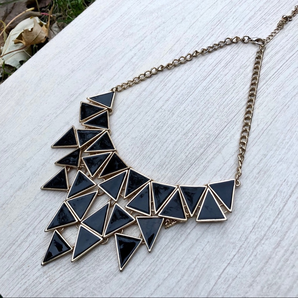 Black Geometric Statement Necklace - image 2